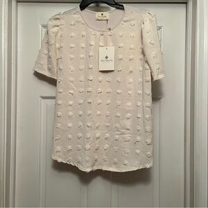 NWT Cream Textured Short Sleeve Top